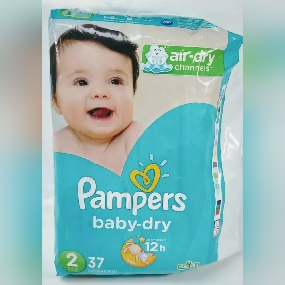 New Pampers Baby Dry Size 2 Disposable Diapers 37 Count Sesame Street JUMBO Pack